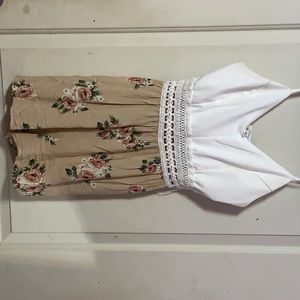 White and Brown flowered romper